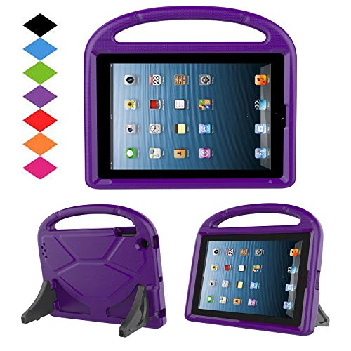Kids Case for iPad 2 3 4 - TIRIN Shock Proof Convertible Handle Light Weight Durable Super Protective Stand Cover for iPad 4, iPad 3 & iPad 2 2nd 3rd 4th Generation Tablet,Purple