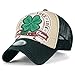 ililily Four Leaf Clover Patch Faux Leather Brim Trucker Hat Baseball Cap , Indigo