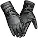 LETHMIK Winter Faux Leather Gloves Womens Driving Touchscreen Texting with Long Wrinkle Sleeves Black-L