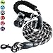 Toozey 5 FT Dog Leash, Rope Leash with Comfortable Padded Handle and Reflective Threads, Heavy Duty Braided Leash for Medium Large Dogs, Black