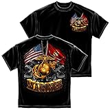 Erazor Bits 100% Cotton Double Flag Gold Globe Marine Corps T-Shirt
