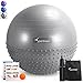 Sportneer Excercise Ball Anti-burst Dual-sided Balance Yoga Ball with Pump, Massage Ball, Workout Guide and Carrying Bag, Silver, 65cm