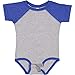 RABBIT SKINS, Baby Short Sleeve Raglan Baseball Bodysuit, Vintage Heather/Vintage Royal, 6 Months