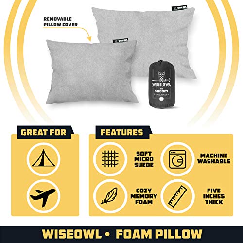 Wise Owl Outfitters Camping Pillow Compact, Compressible Memory Foam Backpacking, Hammock, and