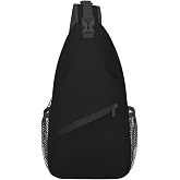 Personalized Image Text Sling Bags Custom Sports Backpack, Pure Black | Print Name Logo, For Women Men, Customized Outdoor Sling Bag Gifts for Couple Family Friend