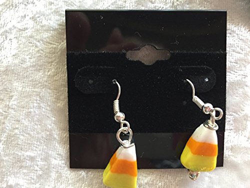 Candy Corn Lampworked Glass Fall Halloween Dangle Earrings