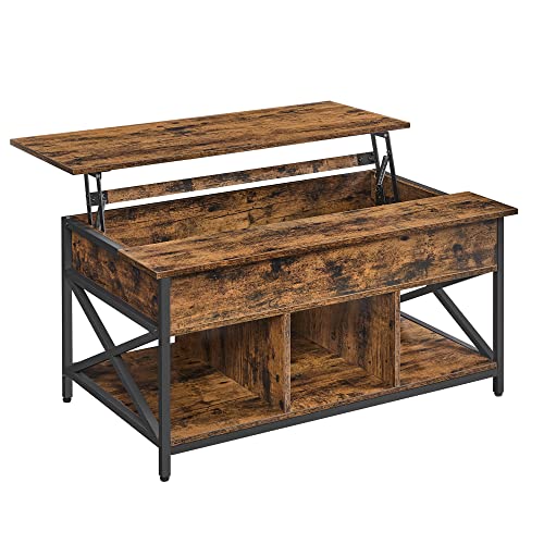 VASAGLE Couchtisch, höhenverstellbar, X-Streben, 100 x 60 x (48-62) cm