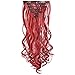 SWACC 7 Pcs Full Head Party Highlights Clip on in Hair Extensions Colored Hair Streak Synthetic Hairpieces (20-Inch Curly, Red)thumb 1