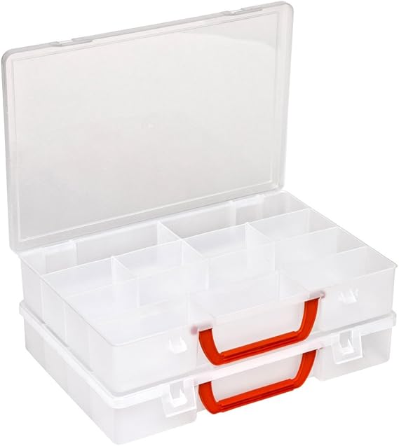 2 Stück Sortimentskasten Organizer Größe L mit 10 Einteilern pro Box
