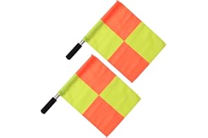 BESTonZON 2pcs Soccer Referee Flags with Checkered Pattern Sports Referee Hand Flags for Football Training