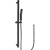 BEIYI Matte Black Handheld Shower with Slide Bar Square Handheld Shower Head with Hose High-Pressure Shower Head with 29" Long Slide Bar Combo Adjustable Height