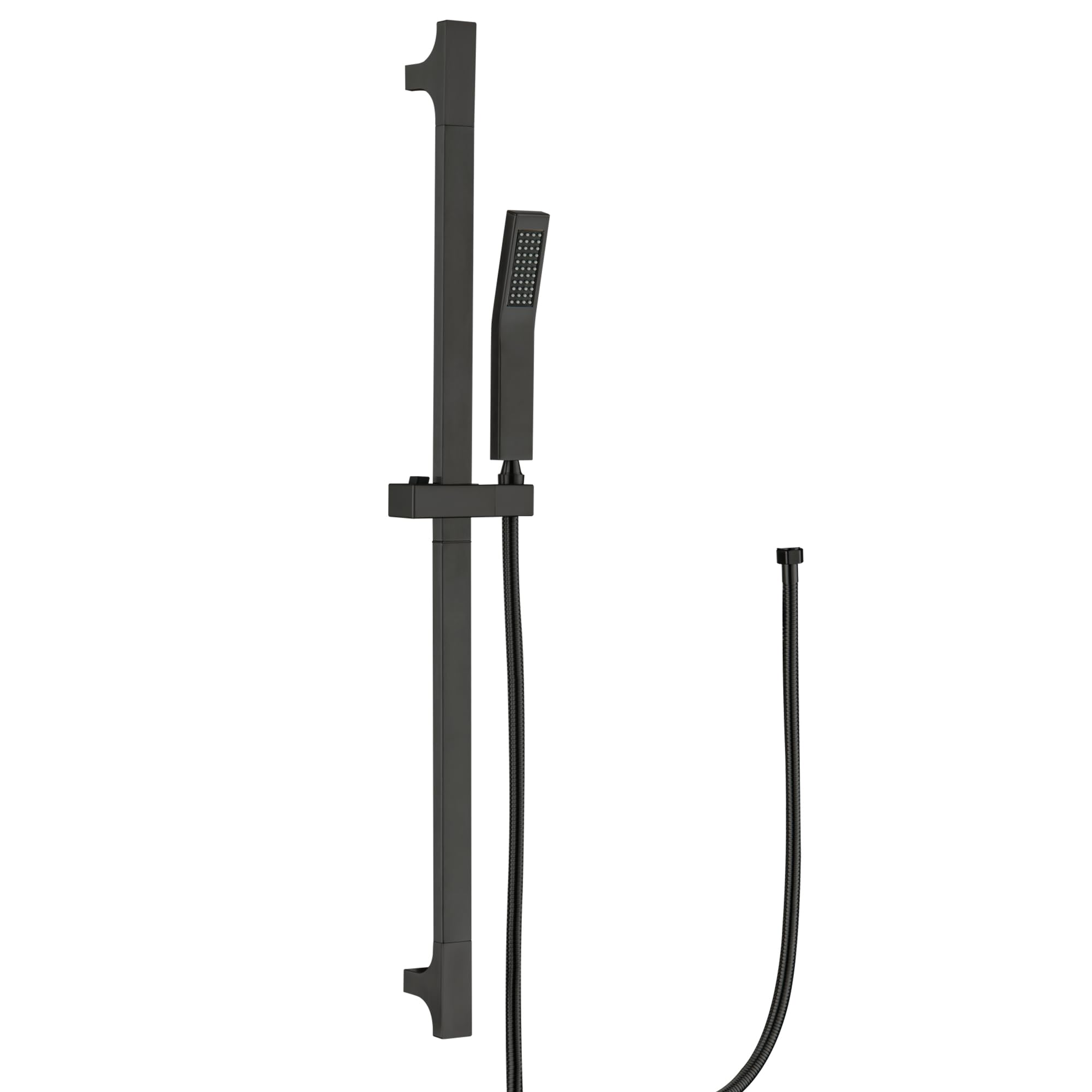 Photo 1 of BEIYI Matte Black Handheld Shower with Slide Bar Square Handheld Shower Head with Hose High-Pressure Shower Head with 29" Long Slide Bar Combo Adjustable Height