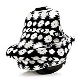 AMAZLINEN Universal Fit Multi-use Baby Car Seat Covers,Infant Car Seat Canopy,Nursing Covers,Stretchy Breathable 360 Coverage,Unisex Geometric Print Black White and Gray