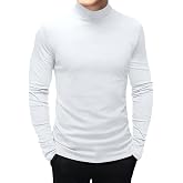 Mens T Shirt Long Sleeve Basic Mock Turtleneck Pullover Thermal Solid Tops | Slim Fit, Soft, Casual Wear, Office Work, Stretchable, Breathable, Lightweight, Comfortable, Basic Design