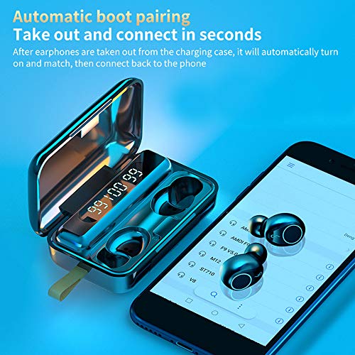 Écouteurs Bluetooth 5.0 Ecouteurs Sans Fil TWS Son Stéréo avec Étui de Chargement Portable Oreillette Bluetooth IPX7 Étanche Casque Sport avec Microphones Intégrés pour Android et iOS