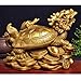 Feng Shui Wealth Prosperity Brass Dragon Turtle Statue Golden Good Luck Sculpture Free Set of 5 Lucky Charm Ancient Coins on Red String Chinese Charm of Prosperity Housewarming Congrat (Dragon Turtle)