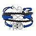 LovelyJewelry Braided Leather Wrap Bracelet Sideways Infinity Skull Music Note Girls Wristband Bracelets
