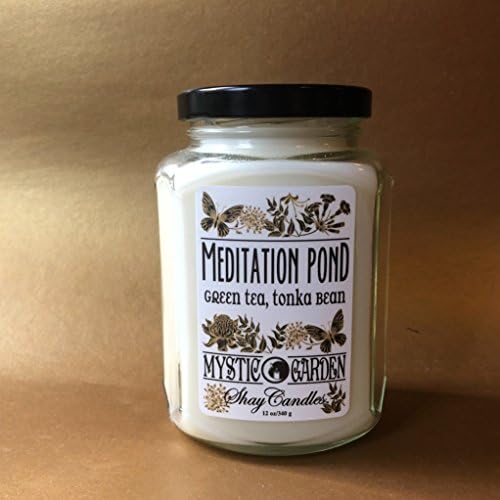Green Tea & Tonka Bean Scented 12oz Candle ||Coconut Wax ||"MEDITATION POND"