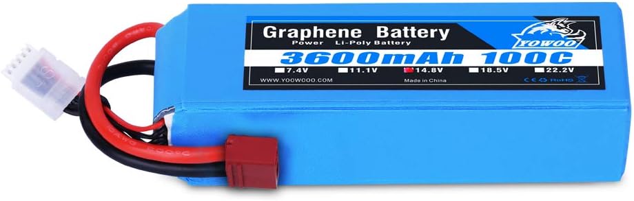 Yowoo 14.8V Lipo Battery, 4S Graphene Lipo Battery 3600mAh 100C Deans T Plug for RC Boat Helicopter Airplane Quadcopter…