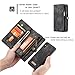 Zttopo XS Max Wallet Case, 2 in 1 Leather Zipper Detachable Magnetic 11 Card Slots Card Slots Money Pocket Clutch Cover with Screen Protector for 6.5 Inch Case -Black Grey