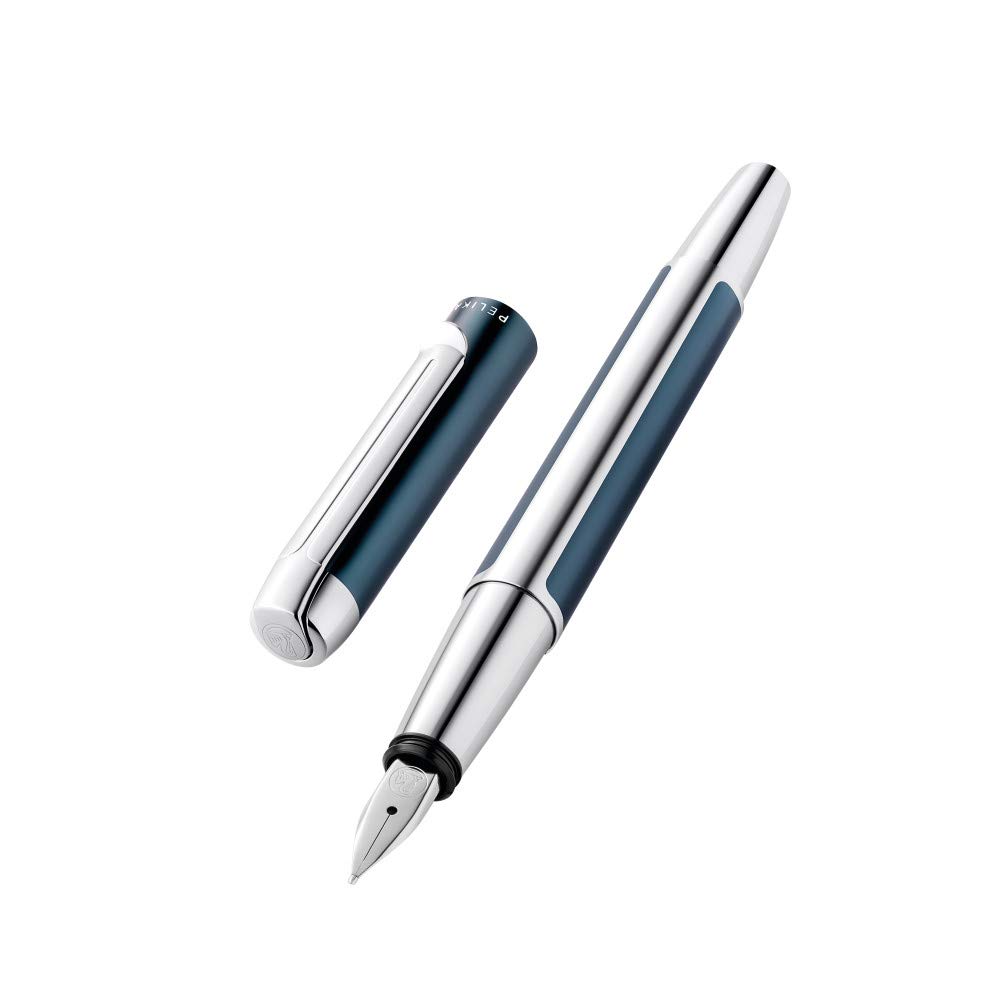 Pelikan Pura 817165 Fountain Pen Petrol M Nib 1 Piece Including Large Cartridge Gemstone Ink® Sapphire