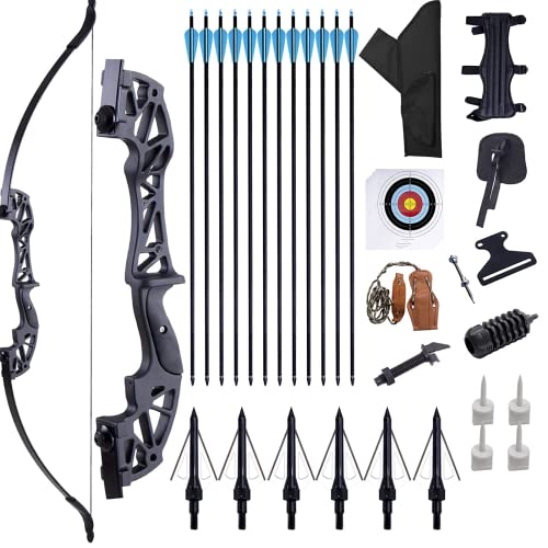 Furqery Recurve Bow and Arrow for Adults 12 Carbon Arrows Hunting Bow