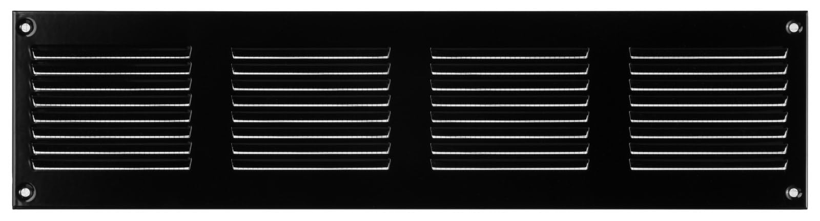 Steinberg14 Black 400x100mm Metal Air Vent Cover with Insect Mesh - 16x4 inch Ventilation Grille - Air Vent Register for Walls and Ceilings - Ventilation Cover for Outdoor and Indoor