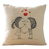 Valentine Pillow Covers, Mostsola Painting Linen Cushion Throw Pillow Cushion Covers (Valentines Day Gift for Your lover) (B)
