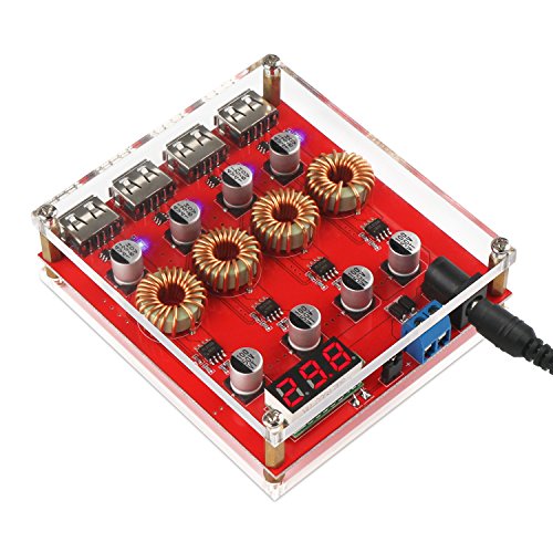 DROK Buck Converter Voltage Regulator DC 8-30V to DC 5V Power Supply Transformer Charge Adapter Module 4 USB Port Support QC 3.0 2.0 Fast Charging