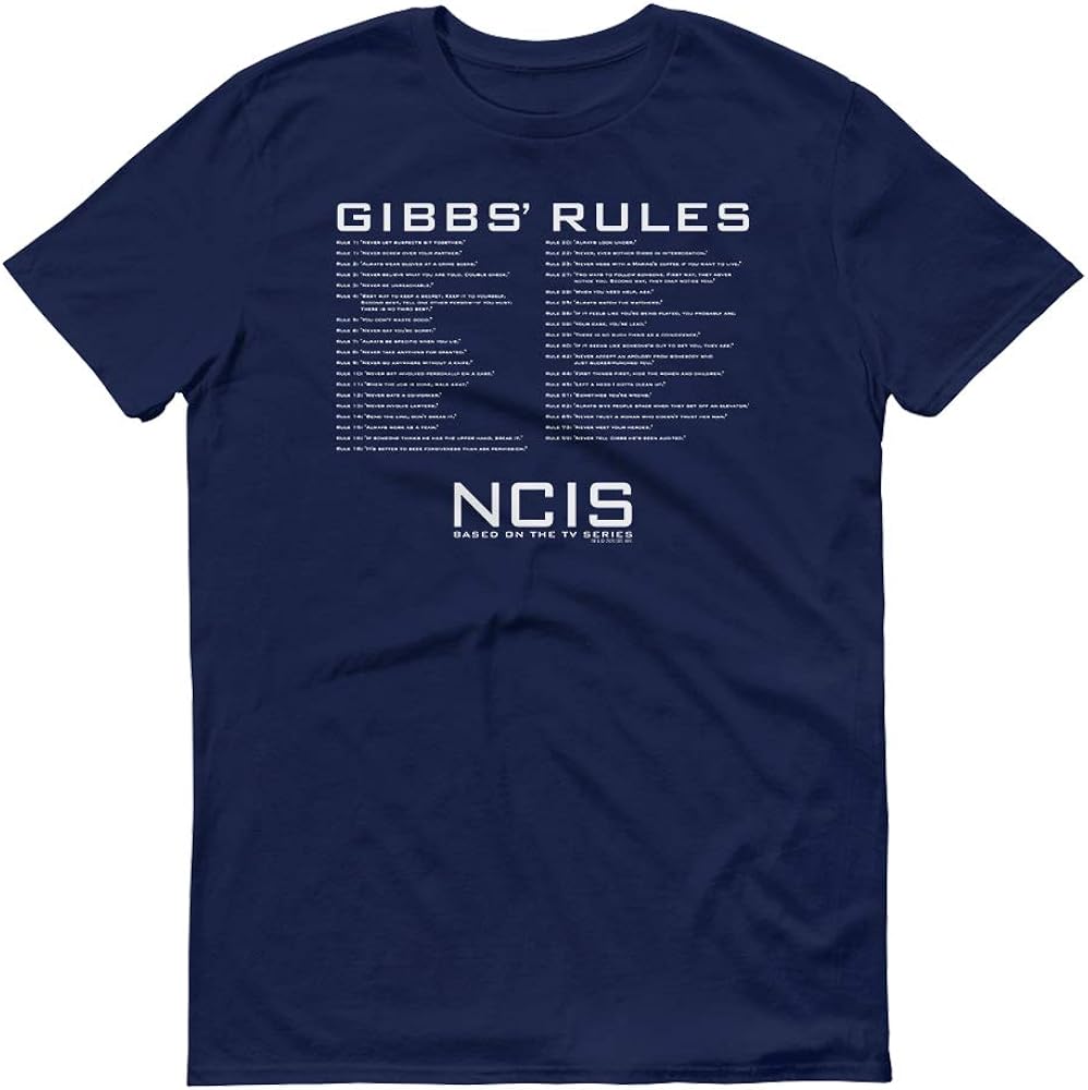 NCIS Gibbs Rules Adult Short Sleeve TShirt Clothing