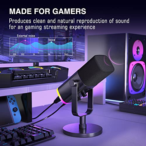 FIFINE Gaming Microphone and XLR/USB Mic, Computer USB RGB