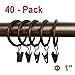40 Pack Curtain Rings with Clips Hooks 1 inch Rustproof Matte Metal Stainless Steel Drapery Rings for Tension Rod Bracket Eyelets Decorative Hangers, Copper (1