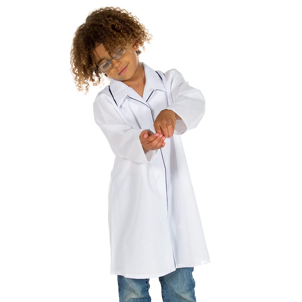 PRETEND TO BEE Mad Scientist/Doctor Lab Coat Dress Up Costume for Kids, White, 3-5 Years