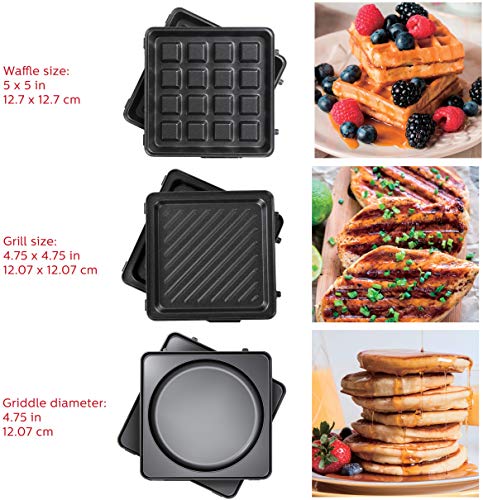 Holstein Housewares HH-09125008E Non-Stick Multi-Maker with Removable Waffle and Grill Plates, Teal/Stainless Steel - Thumbnail 3