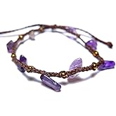 Handmade Amethyst Small Crystal Bracelet (6.5-7.5'') - Adjustable & Plus Size, Natural Healing Crystal Chips, Waterproof, Chakra Beaded - Unusual Jewelry for Women, Girl & Friendship from PusSoul