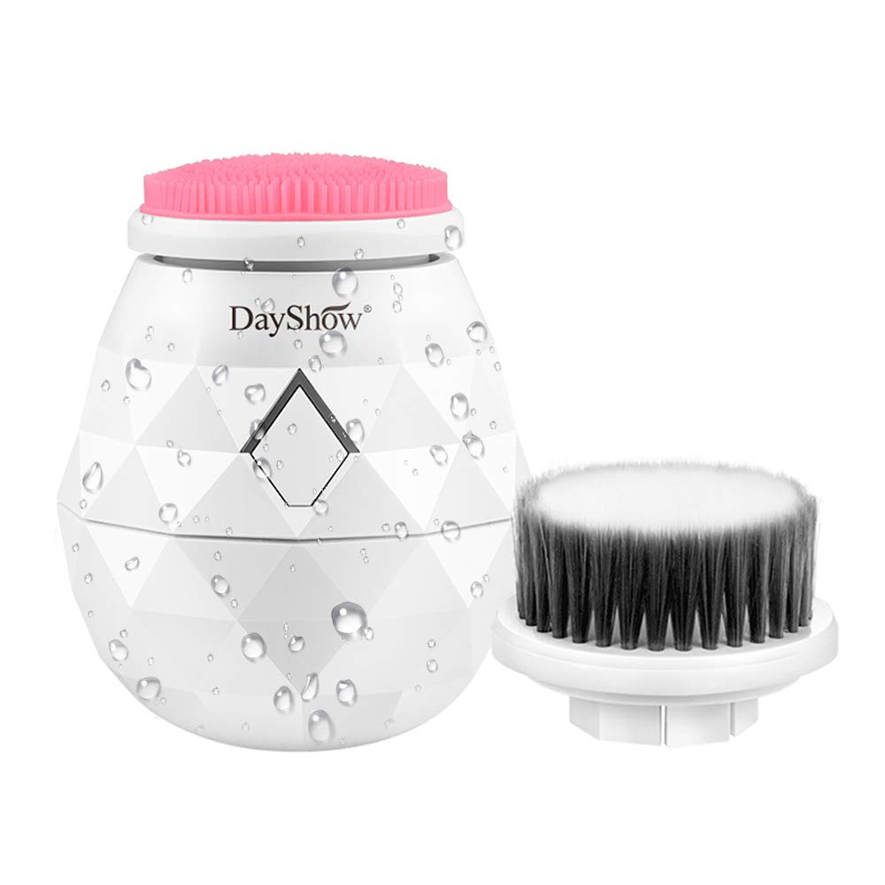 Facial Cleansing Brush Waterproof NEWEST Electric Sonic Face Brush Vibrating Face Cleansing System - 4-Speed Soft Silicone Exfoliating Brush Blackhead Exfoliator - USB Rechargeable Battery Operated