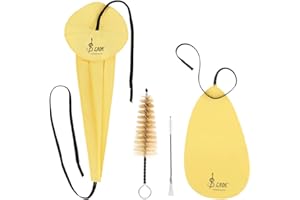 FIOZINX Saxophone Cleaning Cloth Kit, 4 in 1 Saxophone Cleaning Swab Kit, Including Cleaning Swab and Mouthpiece Brush for Alto Tenor Soprano Sax and Other Wind & Woodwind Instruments (Yellow)
