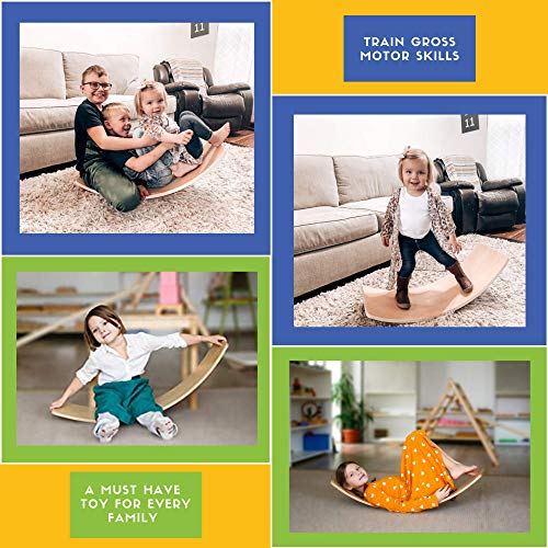 Wooden Wobble Balance Board for Kids Montessori Early Learning Curvy