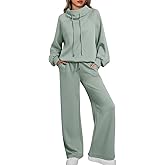 AUTOMET Lounge Sets for Women Sweatsuits 2 Piece Outfits 2025 Fall Drawstring Sweatshirt Wide Leg Sweatpants Tracksuit