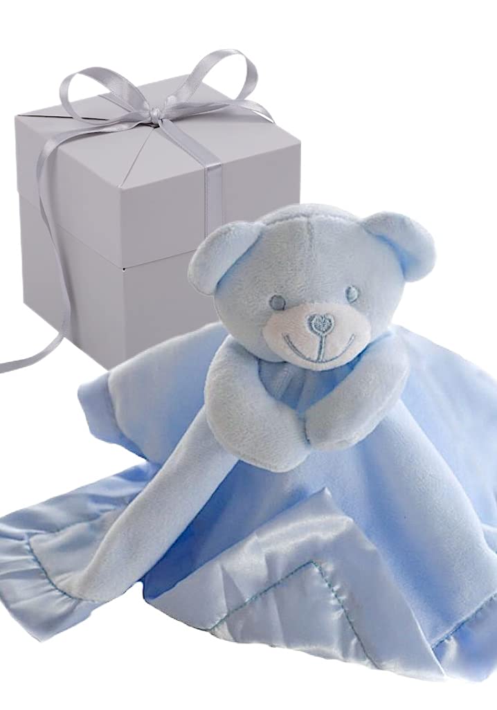 BUSHBABY Baby Boy Comfort Blanket in Gift Box, 1st Birthday Present Newborn Gifts Mum To Be Soft Toy for Boys, Maternity Paternity Mom Expecting