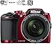 Nikon COOLPIX B500 16MP Digital Camera with 3 Inch TFT LCD Screen Nikkor Lens With 40x optical zoom wifi, Red (Renewed)