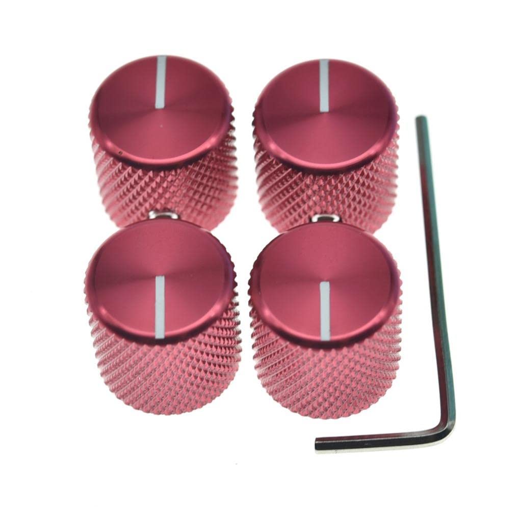 4pcs Aluminium Guitar/Bass Knobs Volume/Tone Control Knob 1/4" Metal Universal Potentiometer Pot Knobs with Set Screw and Indicator