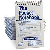 Portage Pocket Sized Notebook for Journalists and Reporters, Law Enforcement Professionals and More – 3 ¾” x 6 1/2” Wide Ruled Spacing Pocket Spiral Notebook – 140 Pages (12 Pack)