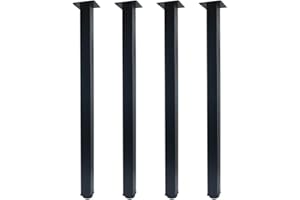 QLLY 30 inch Adjustable Metal Furniture Legs, Square Office Table Desk Leg, Set of 4 (Black)