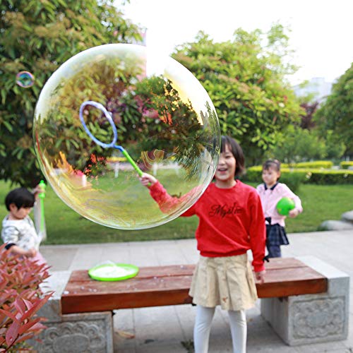 Giant Bubble Wand 5 Pcs Kit for Kids, Create Big Bubbles for Summer Fun, Outdoor Play, Children's Parties, Best Birthday Gift and Party Favor, Large and Mini Toy Wands with Plate and Bubble Solution - Thumbnail 4