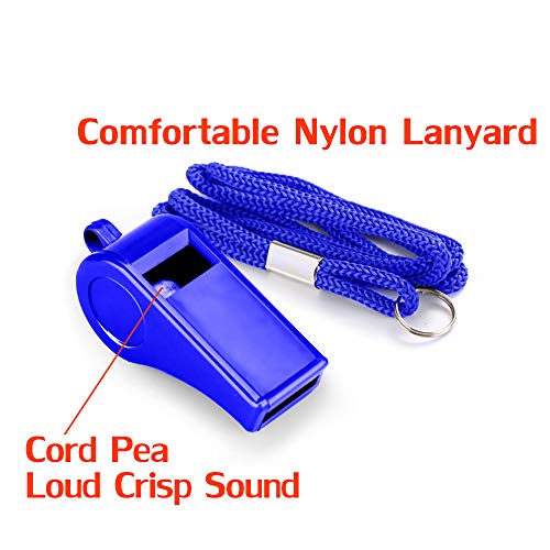 Hipat Whistle with Lanyard, 2 Packs Blue Plastic Whistles, Extra Loud Sports Whistles Great for Coach, Referee, Basketball, Lifeguard, Survival - Thumbnail 2