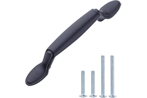 South Main Hardware Spoon Foot Cabinet Drawer Pull Handle, 5.12" Length (3" Hole Spacing Center), Flat Black Finish, Mounting Hardware Included, 10-Pack