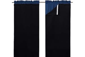 NICETOWN Blackout Curtain Liner for 29"-42" Wide Drapes - Thermal Insulated Rod Pocket Window Curtain Liners, Hooks Included (Set of 2 Panels, Each is 27" Wide, Black)