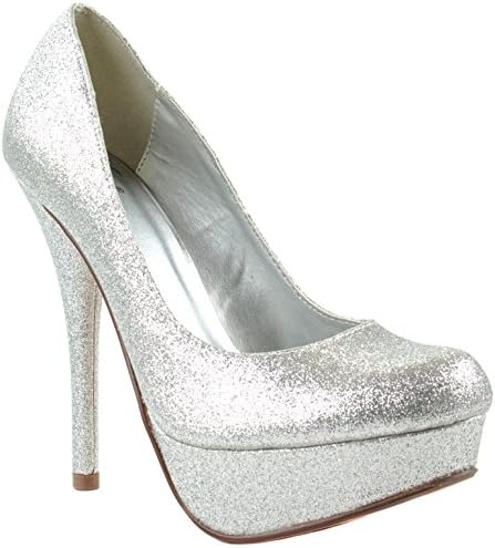 Women's Jones-H Silver Glt Slip-on Almond Toe Pat/Glt/IMSU Platform High Heels Pumps 9 D(M) US