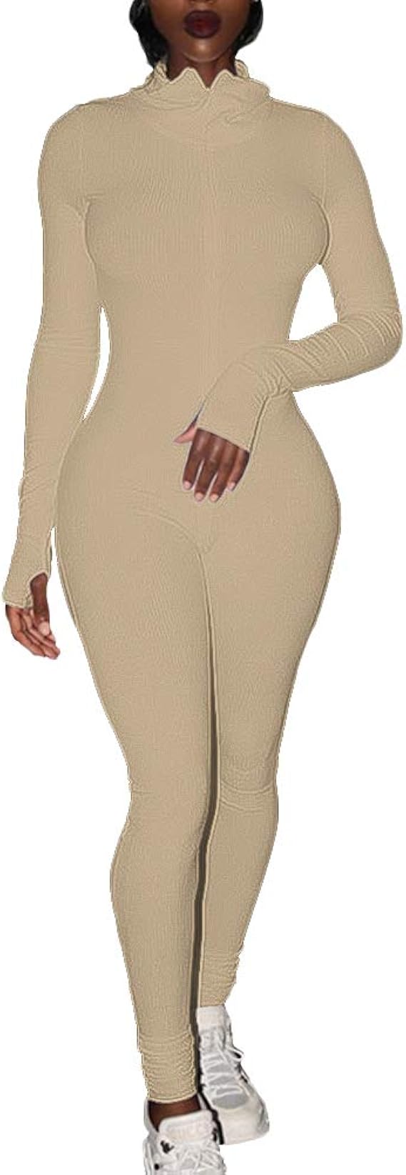 high neck long sleeve jumpsuit